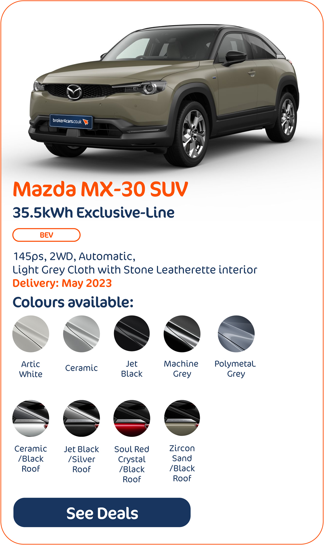 Mazda MX-30 SUV 35.5kWh Exclusive-Line - Click to Enquire